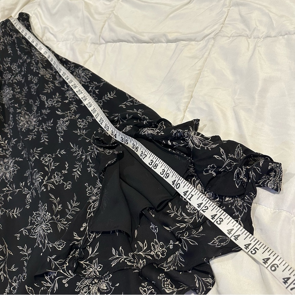 Vintage Ann Taylor Silk Floral Black Midi Dress - Picture 10 of 11